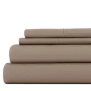 Becky Cameron Sheet Set King Microfiber 300-Thread Count Solid Taupe 4-Piece