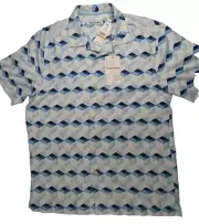 Tommy Bahama Shirt Mens Small SS "Isle of Tile" Print Silk Hawaiian Camp