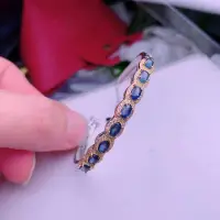 在飛比找蝦皮購物優惠-天然藍寶石手環鑲嵌S925銀女款手鐲批發