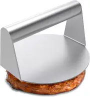Stainless Steel Burger Press, 5.5 Inch round Smasher, Non-Stick Smooth