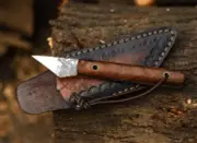 Handmade Damascus Hunting Knife, Skinner Knife, Full Tang Fixed Blade wood