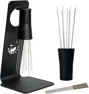 [MiiCoffee] WDT Tool, Magnetic Coffee Stirrer 0.4mm 9 Installed Pins + 0.25mm 9 Extra Needles for Espresso Distribution Tool with Metal Stand for Barista Espresso (Black)