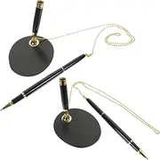 DOITOOL Secure Counter Pen Set 2pcs Signature Writing Pens Chain Holders Chain Business Hotel Retail School Supplies