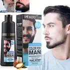 Mokeru Men 2 in 1 Beard Mustache Hair Color Shampoo Natural Permanent Black Dye