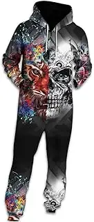 Morbuy Onesies for Men - Soft Snuggle Hooded Onesie for Adults, Loungewear Stylish Printed Warm with Zip Jumpsuit Nightwear - All in One Hoodie Pyjamas for Men and Teens (Sizes S - XL)