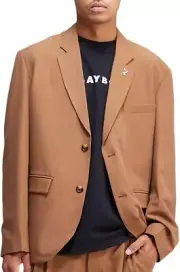 Playboy By Pacsun Men's Blazer Jacket Tan Silver Bunny Logo NWT $119 Size XL