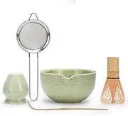DiDiBirDi Matcha Tea Set 5 Pcs,Matcha Whisk Set,Japanese Matcha Traditional Starter Set,Matcha Bowl,Bamboo Matcha Whisk (Chasen), Scoop (Chashaku),Whisk Holder,Stainless Steel Sifter