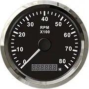 ALAGPNPMZH Universal Waterproof 85mm Engine Car Boat Motorcycle Tachometer 3000/4000/6000/8000 RPM Meter Stepper Motor with Hourmeter Speedometer(8KBS)