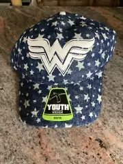 DC Super Hero Girls Wonder Woman Hat Cap Youth Blue with White Stars Adjustable