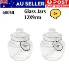 6PK 600ML Small Glass Cookie Jar Kitchen Food Storage Container Candy Canister