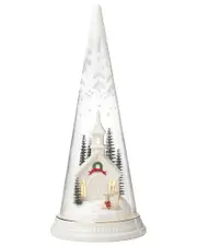 Lenox Lit Christmas Cone With Church Scene