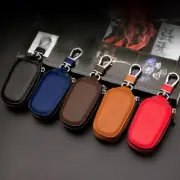 Unisex Leather Car Key Chain Bag Smart Key Holder Covers Remote Fob Zipper Case
