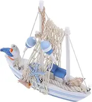 STOBAZA Wooden Nautical Boat Model Mediterranean Sailboat Decor Seabird Design Desktop Decoration Model Ship Ornament