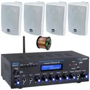 Pyle Bluetooth Home Amplifier Receiver, 4x 4" 200W Max Indoor/Outdoor Speakers