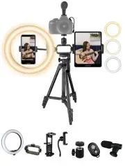 50-Inch Tripod Stand, Phone & Tablet Mount, 10-Inch LED Ring Light Vlogging Kit