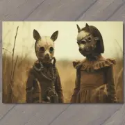 FLATCARD Weird Creepy Vibe Masks Apocalypse Cult Strange Unusual Field Kids