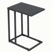 CostwayC-Shaped Modern Metal Side Table with Adjustable Foot Pads-Dark Grey