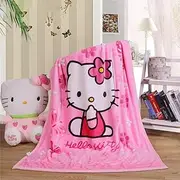 Cartoon Blanket Hello Kitty Printing Throw Sherpa Cover Soft & Warm Flannel Cozy Plus Size for Girls Kids Baby Toddler Infant (Pink)
