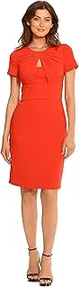 [Maggy London] Women's Cutout Neck Crepe Sheath Dress Office Career Workwear Event Occasion Guest of