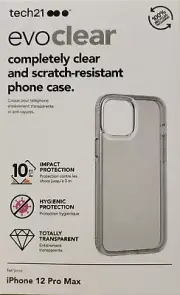 Tech21 Evo Clear Case - iPhone 12 Pro Max Phone Case Cover Scratch Resistant NEW