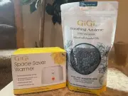 GIGI Space Saver Mini Wax Warmer & 14 Oz Soothing Azulene Wax Beads Brand New