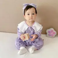 在飛比找ETMall東森購物網優惠-滿月嬰兒衣服春秋套裝女寶寶公主連體衣純棉03-6個月百天幼兒