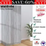 Tall Door Wooden Wardrobe Cupboard Storage Cabinet Bedroom Closet Armoires Grey