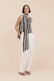 ZADIE SCARF - BONE & BLACK STRIPE