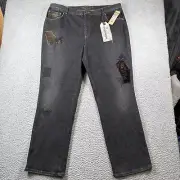 Lauren Jeans Co Jeans Womens 20W Edward Broken In Patchwork Black Casual NWT