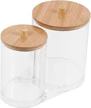 Ipetboom Cosmetic Storage Bucket Cotton Bud Holder Acrylic Material Small Jars Portable Organizer