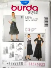 Dirndl Style Dress Blouse Apron Costume Size 18-32 Burda 7326 Sewing Pattern *