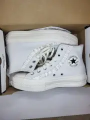 Converse All Star Vintage White Leather Ruffle Lace High Top Platform Womens 7