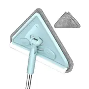 Triangle Mop, Cleaning Mop with Long Handle, Multifunctional Triangle Mop for Ceiling Wall Floor Window 2 Cloth