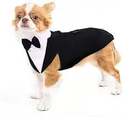 Dog Tuxedo Outfit, Cat Tuxedo Small Dog Suit Wedding Dog Tuxedo Suit Tux for Dog Small Dog Outfits Dog Wedding Suit With Bow(Black, S)