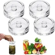 Hcskoss 4 Pack Glass Fermentation Weights for Fermenting with Easy Lift Handles Fermentation Glass Weights for Wide Mouth Mason Jar,Suitable for Fruits,Dishwasher Safe,Each at 200g