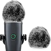 Geekria for Creators Furry Windscreen Compatible with Blue Yeti Nano, Mic DeadCat Wind Cover Muff, Fluff Cover Windshield (Grey / 2 Pack)