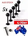 5x Labret Tragus Studs Lip Ring Body Piercing Quality 3mm Ball Black AU STOCK