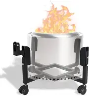 22" Firepit Trolley Stand for 19.5" Firepit with Support Arm & Caster Wheels