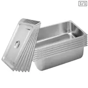 6X Gastronorm Full Size 1/1 Bain Marie 20cm Deep Stainless Steel Tray with Lid