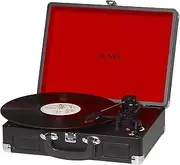[Denver] VPL120 Turntable with Built-in Speakers, Portable Record Player with Aux Input, Retro Turntable, USB, Black