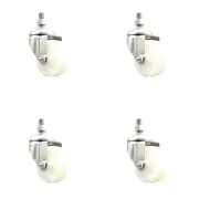3 Inch 316SS Nylon Wheel Swivel 10mm Threaded Stem Caster Set Service Caster