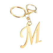 Gold Initial Letter Keychain, Stainless Steel A-Z Alphabet Keychains(Letter M)