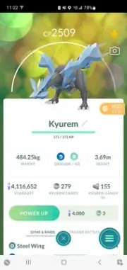 Pokemon Level 40 Kyurem With 2nd Move VERY RARE/POWERFUL GO