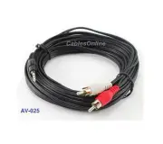 25' 3.5mm Stereo Male to 2 RCA Male Audio Cable, AV-025
