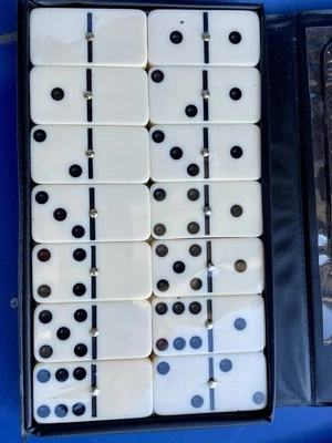 Vintage Dominoes Set 1980s Promo Double-6 Sealed in Case Ellsworth KS Promo