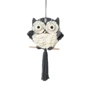 Wall Hanging Decor, Geometric Woven Tapestry Rack,Chic Cotton Handmade Bohemian Art（BLACK OWL）