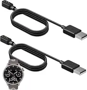 Compatible with Sekonda Active Pro Smart Watch 47mm Charger, Blueshaweu 2 Pin Magnetic USB Replacement Charging Compatible with Sekonda 47mm Active Pro GPS Smart Watch (Black+Black)