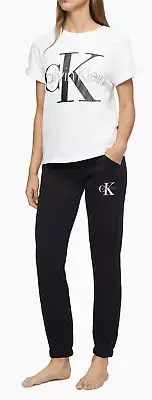 Calvin Klein Women's Retro Monogram Logo Lounge Pants, Black, XL