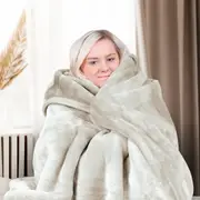 Laura Hill XL Faux Mink Blanket Double-Sided Soft Plush Bed Oversized Throw Rug 305 x 305cm in Beige