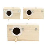 Wooden Nest Bird Breeding Box Parakeet Parrot Cockatiel Cage Nesting House S M L